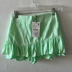 Zara Mint Green Polka Dot Ruffle Skort